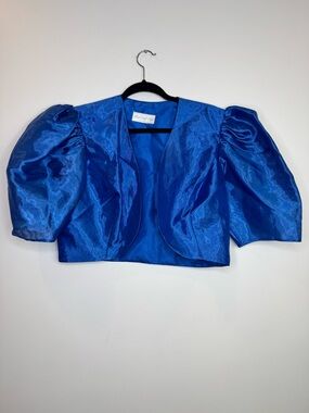 Vintage Cobalt Blue iridescent Puff-Sleeve Bolero Jacket